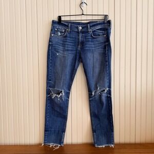 Rag & Bone Dre Capri Deville, Distressed Straight Leg Crop Raw Hem  Size 28